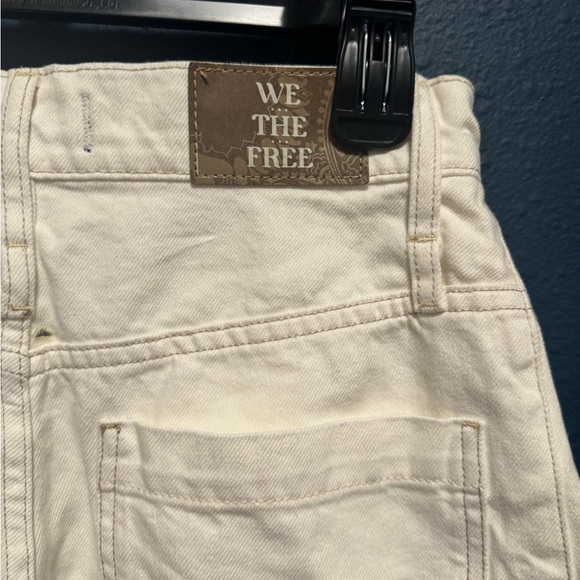 Free People Boomerang Long Denim Jorts Cream 25 - Picture 4 of 5